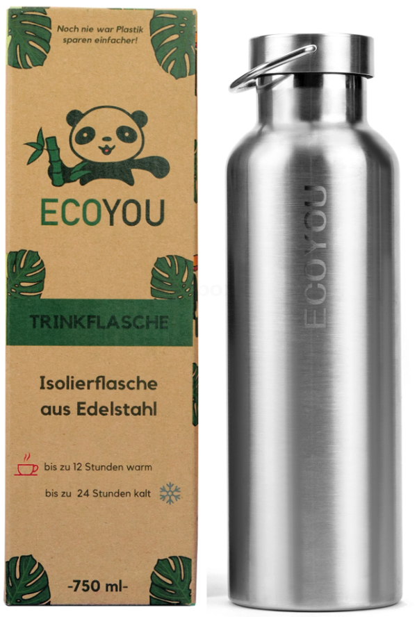 Produktfoto zu Trinkflasche Edelstahl silber